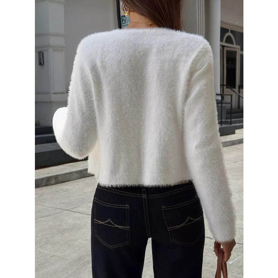 Fuzzy Knit Button-Down Cardigan Apparel and Accessories