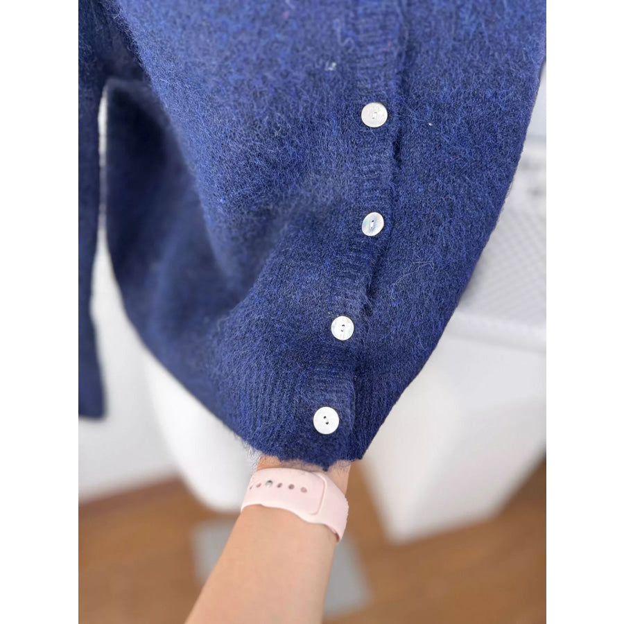 Fuzzy Knit Button-Down Cardigan Apparel and Accessories