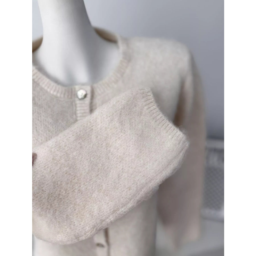 Fuzzy Knit Button-Down Cardigan Apparel and Accessories