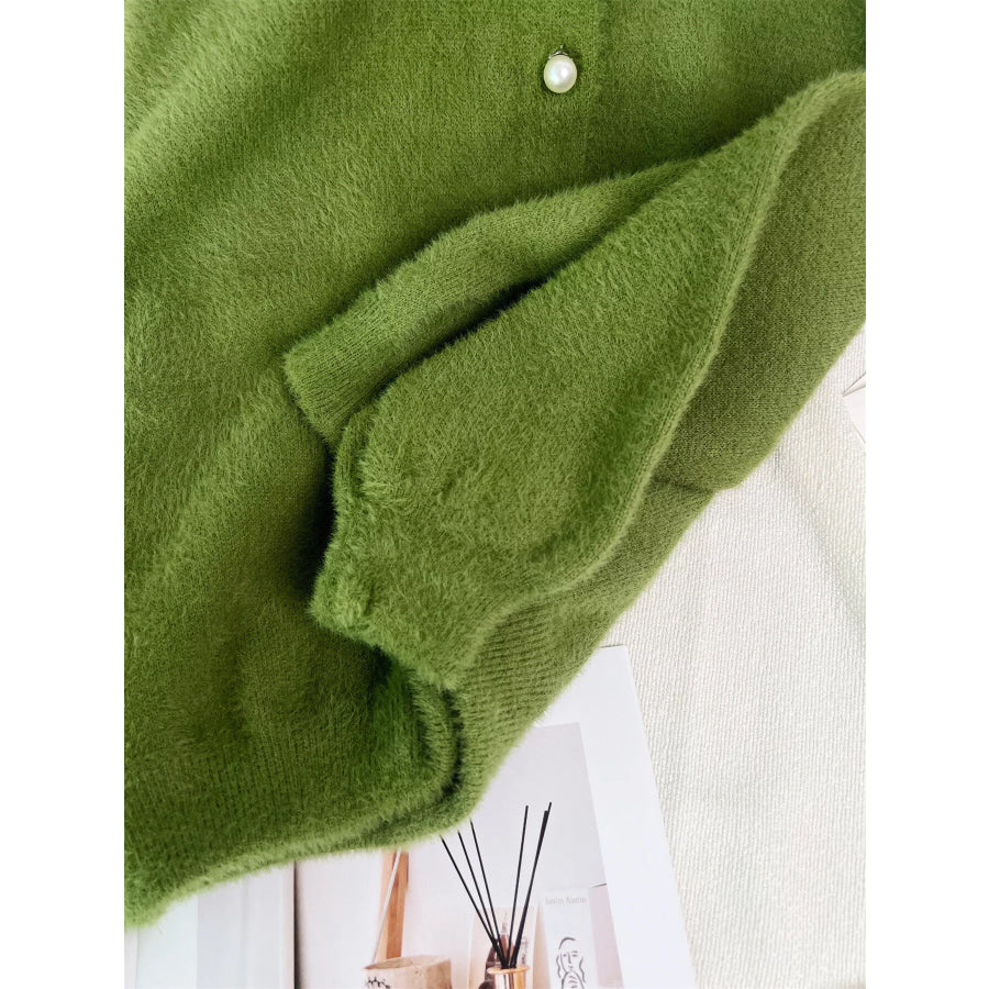 Fuzzy Knit Button Down Cardigan Apparel and Accessories