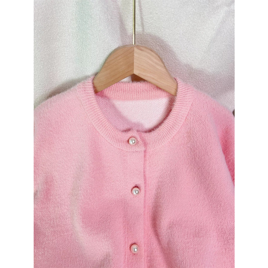 Fuzzy Knit Button Down Cardigan Apparel and Accessories