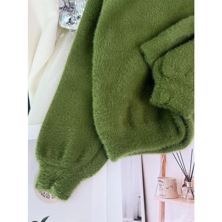 Fuzzy Knit Button Down Cardigan Apparel and Accessories