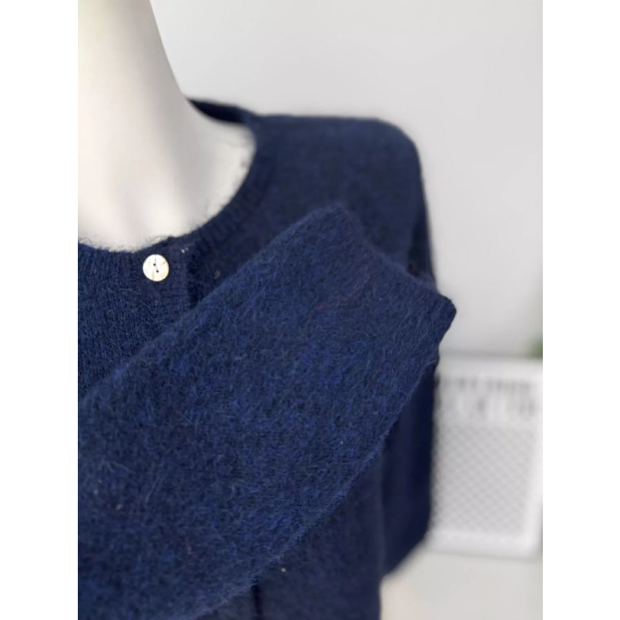 Fuzzy Knit Button-Down Cardigan Apparel and Accessories