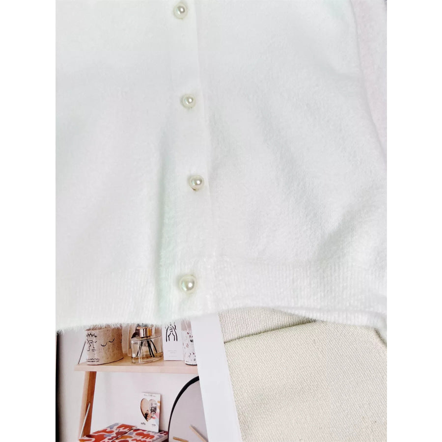 Fuzzy Knit Button Down Cardigan Apparel and Accessories