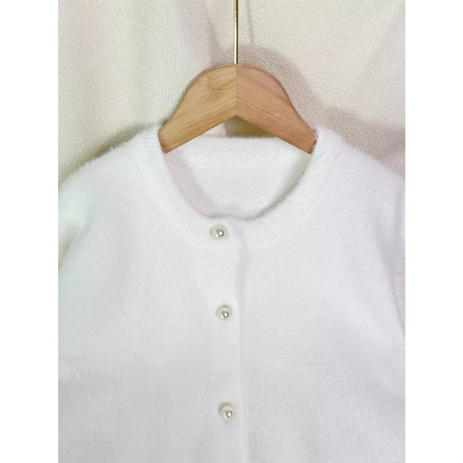 Fuzzy Knit Button Down Cardigan Apparel and Accessories