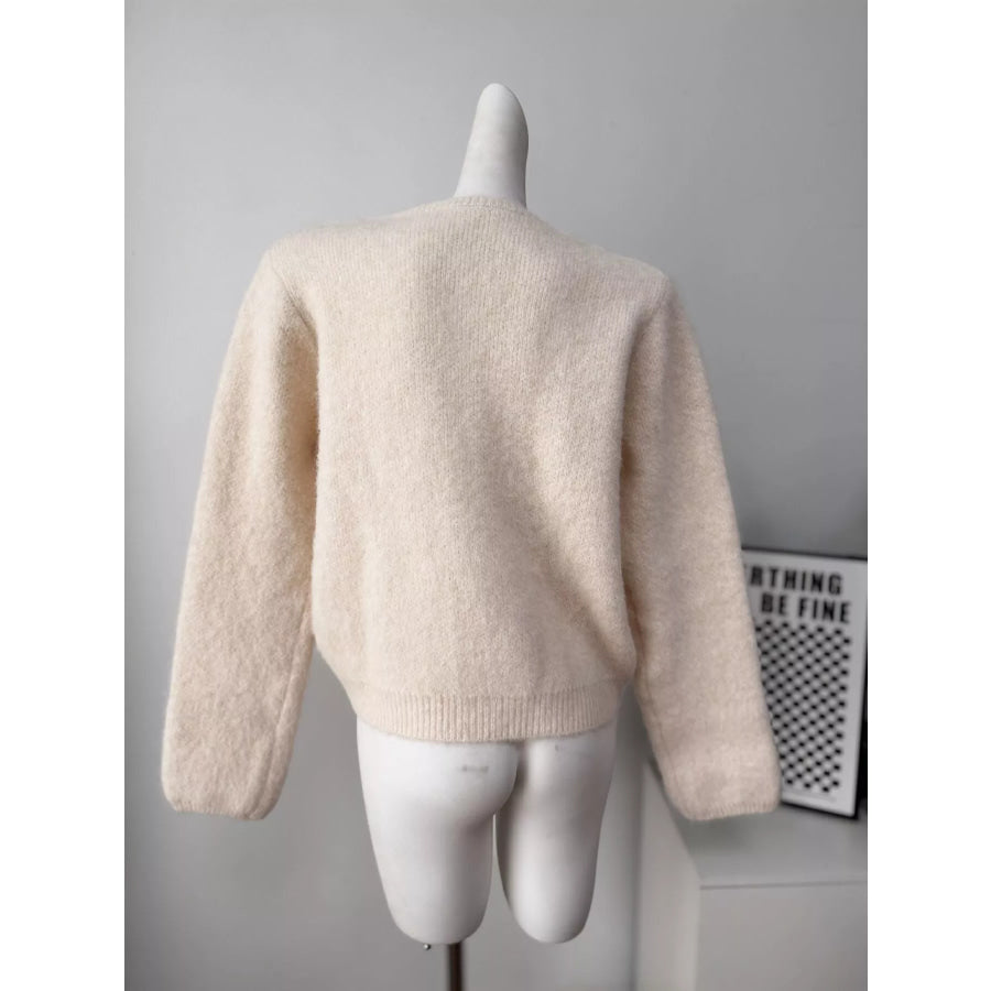 Fuzzy Knit Button-Down Cardigan Apparel and Accessories