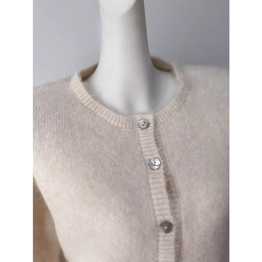 Fuzzy Knit Button-Down Cardigan Apparel and Accessories