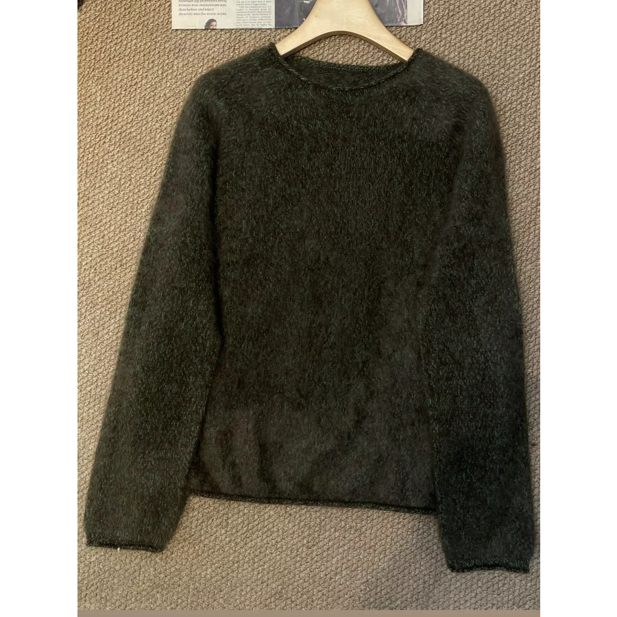 Fuzzy Knit Crew Neck Sweater Apparel and Accessories