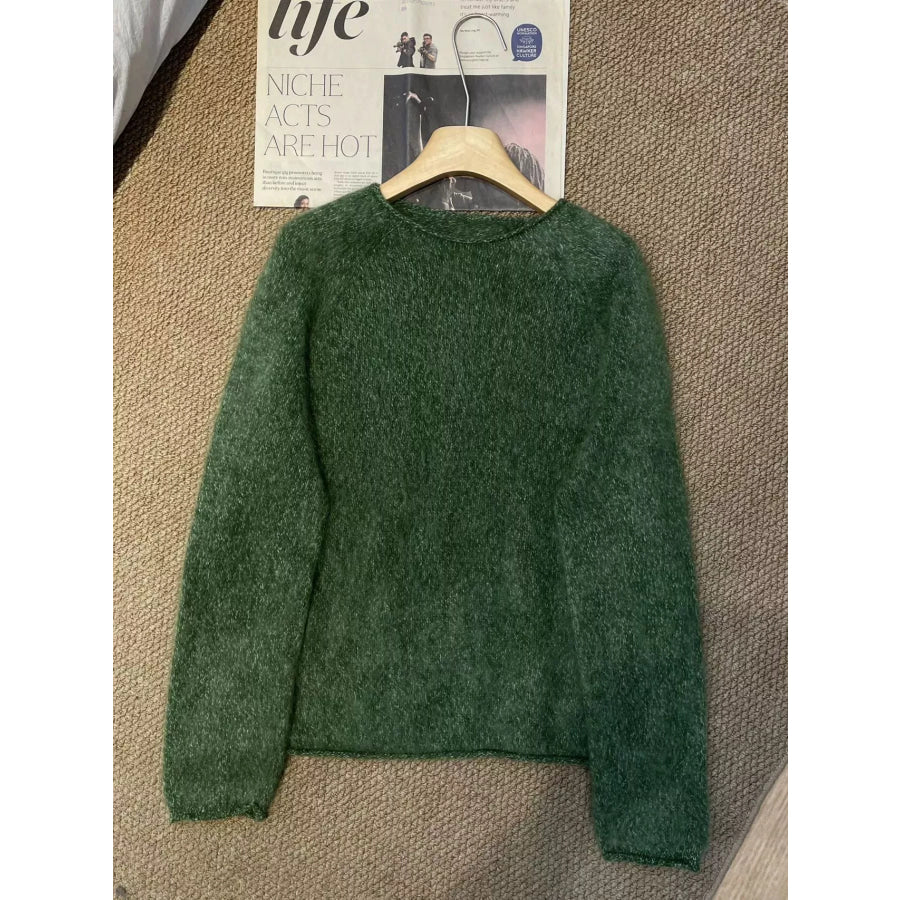 Fuzzy Knit Crew Neck Sweater Apparel and Accessories