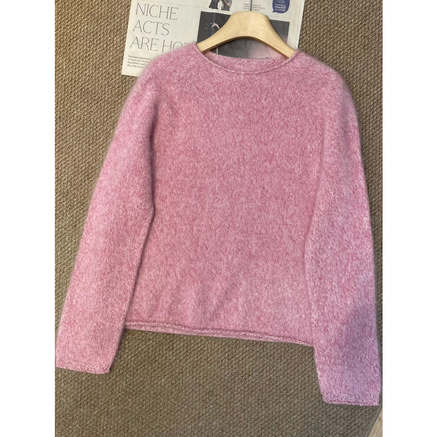 Fuzzy Knit Crew Neck Sweater Apparel and Accessories