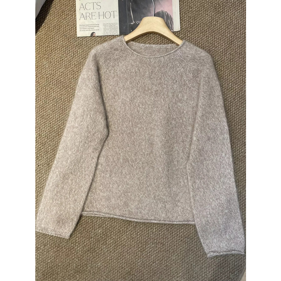Fuzzy Knit Crew Neck Sweater Apparel and Accessories