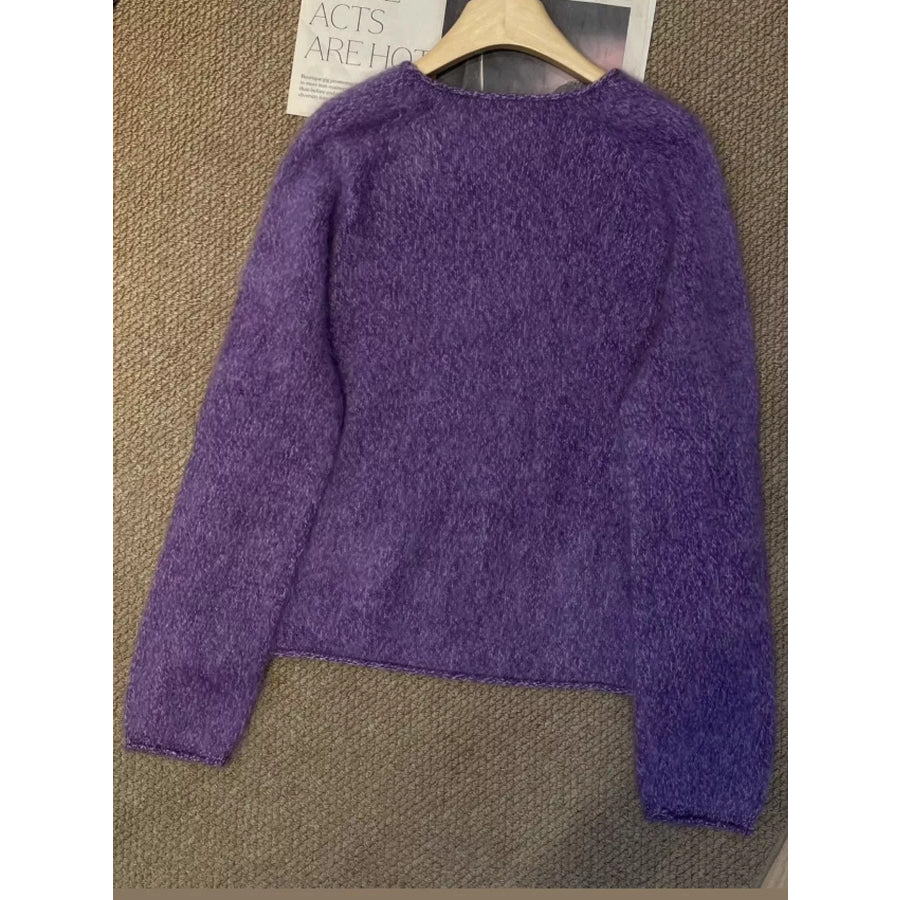 Fuzzy Knit Crew Neck Sweater Apparel and Accessories
