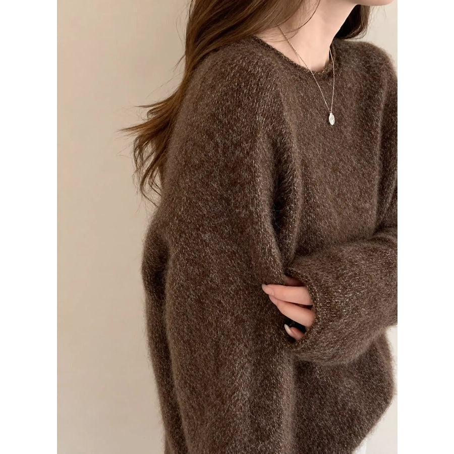 Fuzzy Knit Crew Neck Sweater Apparel and Accessories