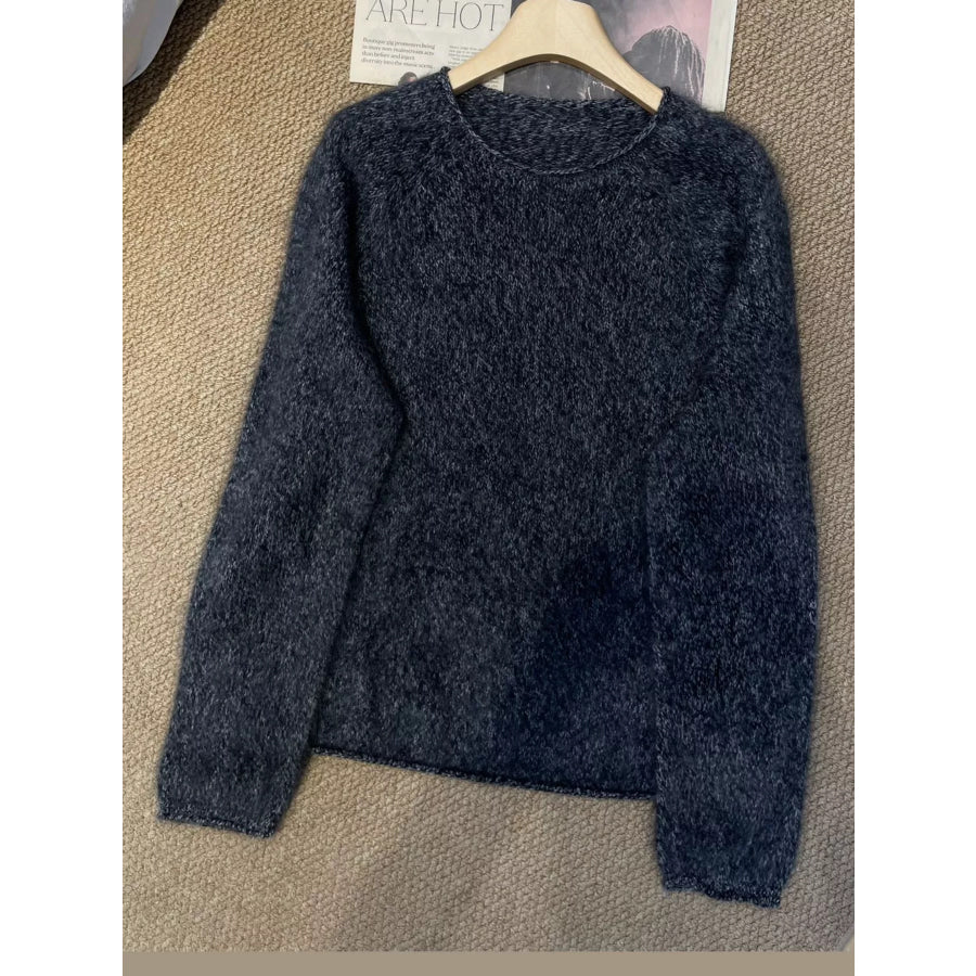 Fuzzy Knit Crew Neck Sweater Apparel and Accessories