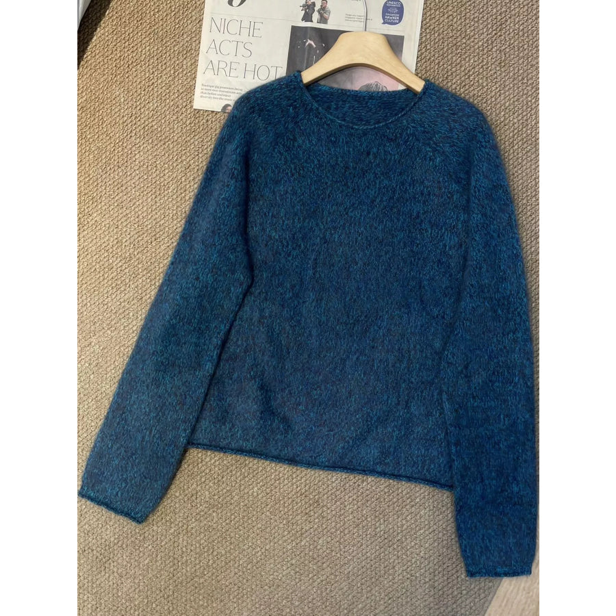 Fuzzy Knit Crew Neck Sweater Apparel and Accessories