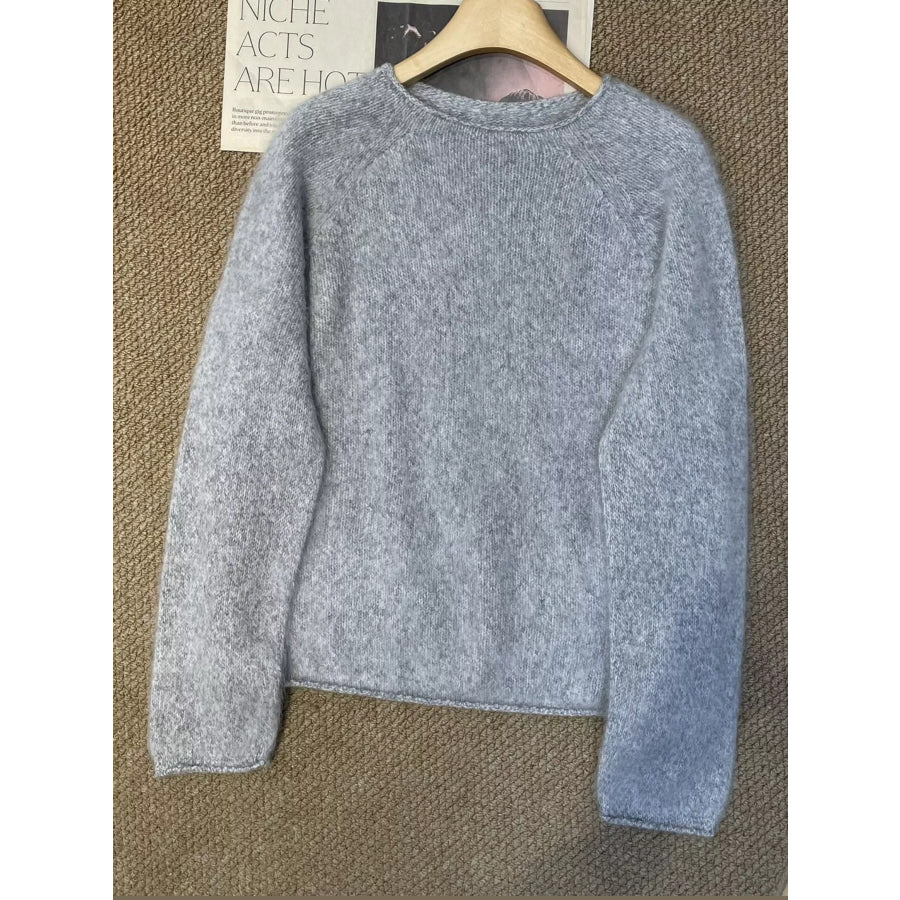 Fuzzy Knit Crew Neck Sweater Apparel and Accessories