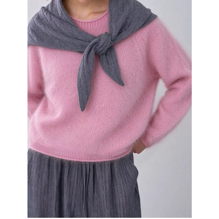 Fuzzy Knit Crew Neck Sweater Apparel and Accessories