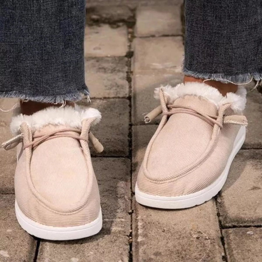 Fuzzy Lined Corduroy Slip-Ons Apparel and Accessories