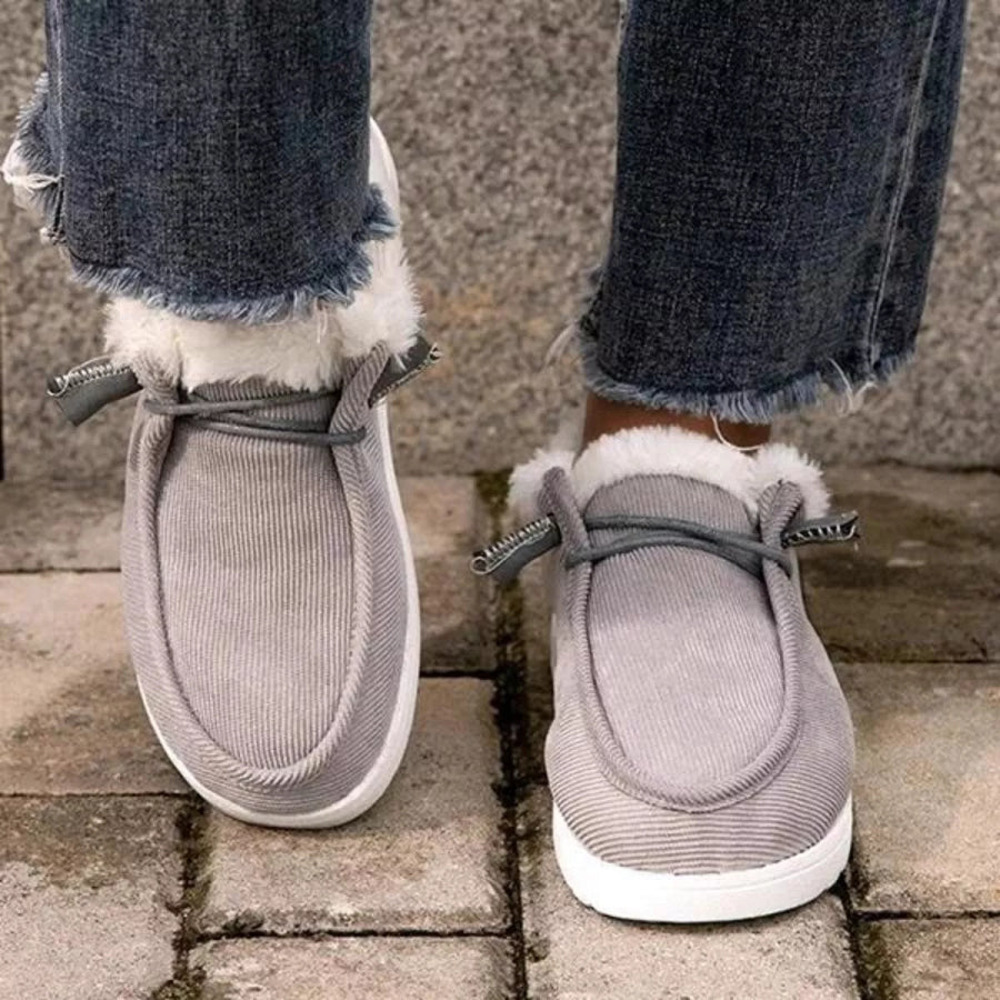 Fuzzy Lined Corduroy Slip-Ons Apparel and Accessories