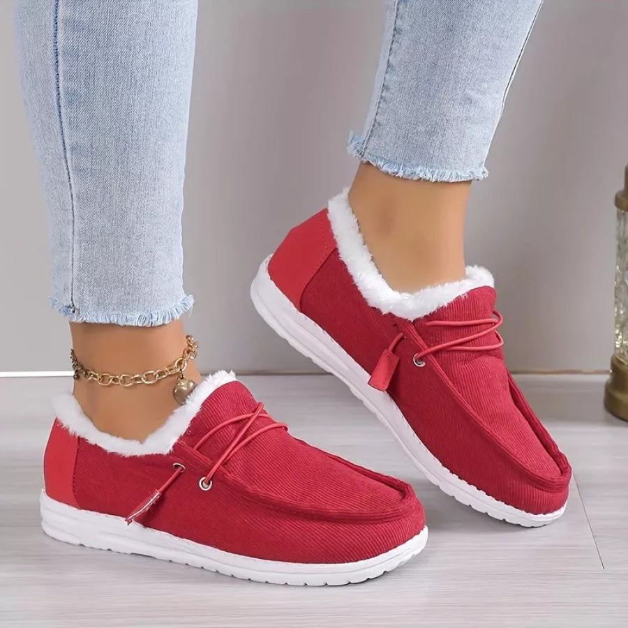 Fuzzy Lined Corduroy Slip-Ons Apparel and Accessories