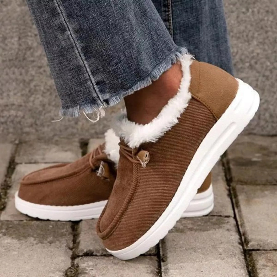 Fuzzy Lined Corduroy Slip-Ons Apparel and Accessories