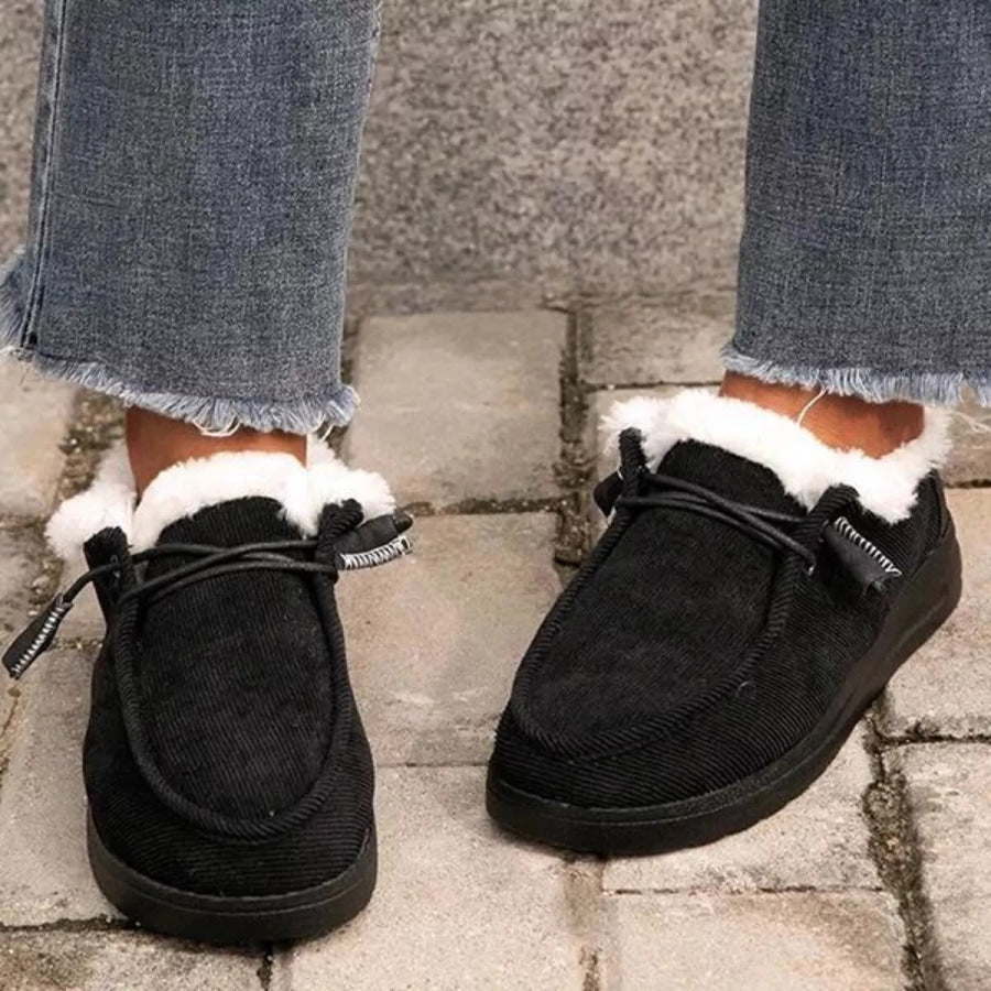 Fuzzy Lined Corduroy Slip-Ons Apparel and Accessories