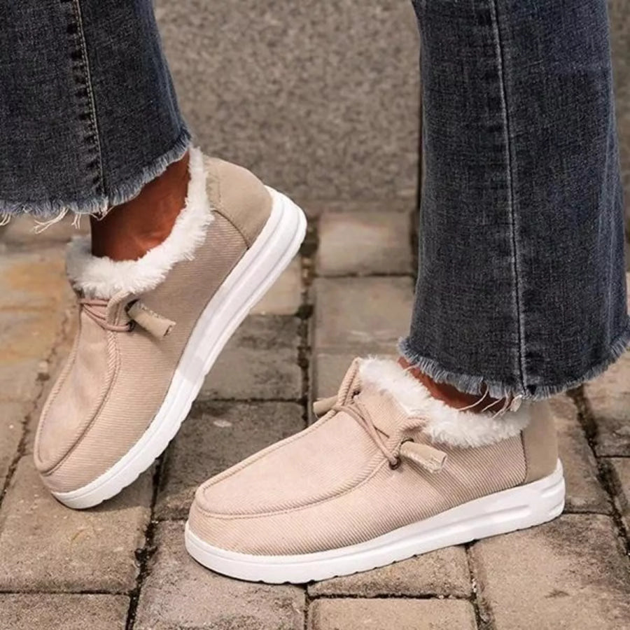 Fuzzy Lined Corduroy Slip-Ons Apparel and Accessories