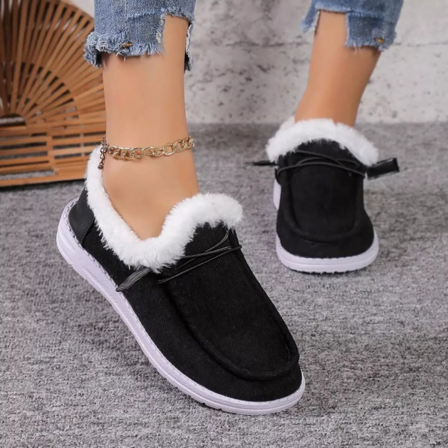 Fuzzy Lined Corduroy Slip-Ons Apparel and Accessories