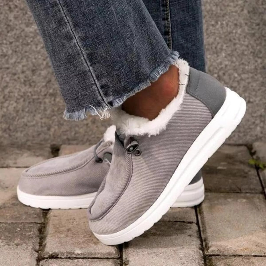 Fuzzy Lined Corduroy Slip-Ons Apparel and Accessories