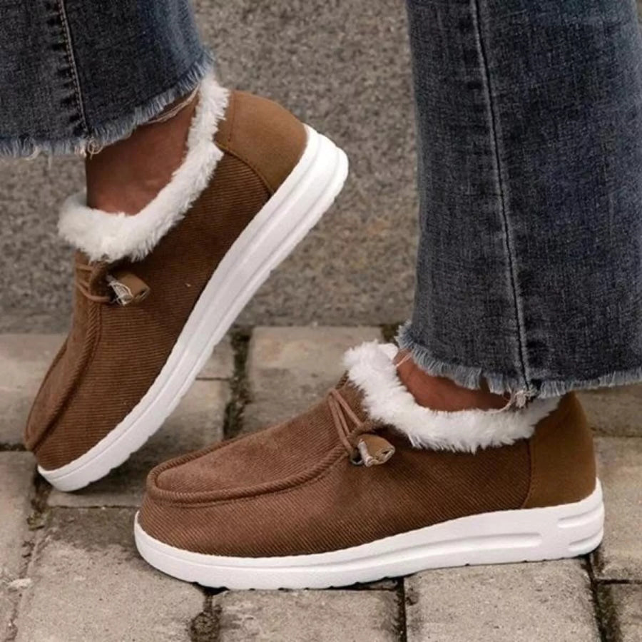 Fuzzy Lined Corduroy Slip-Ons Apparel and Accessories