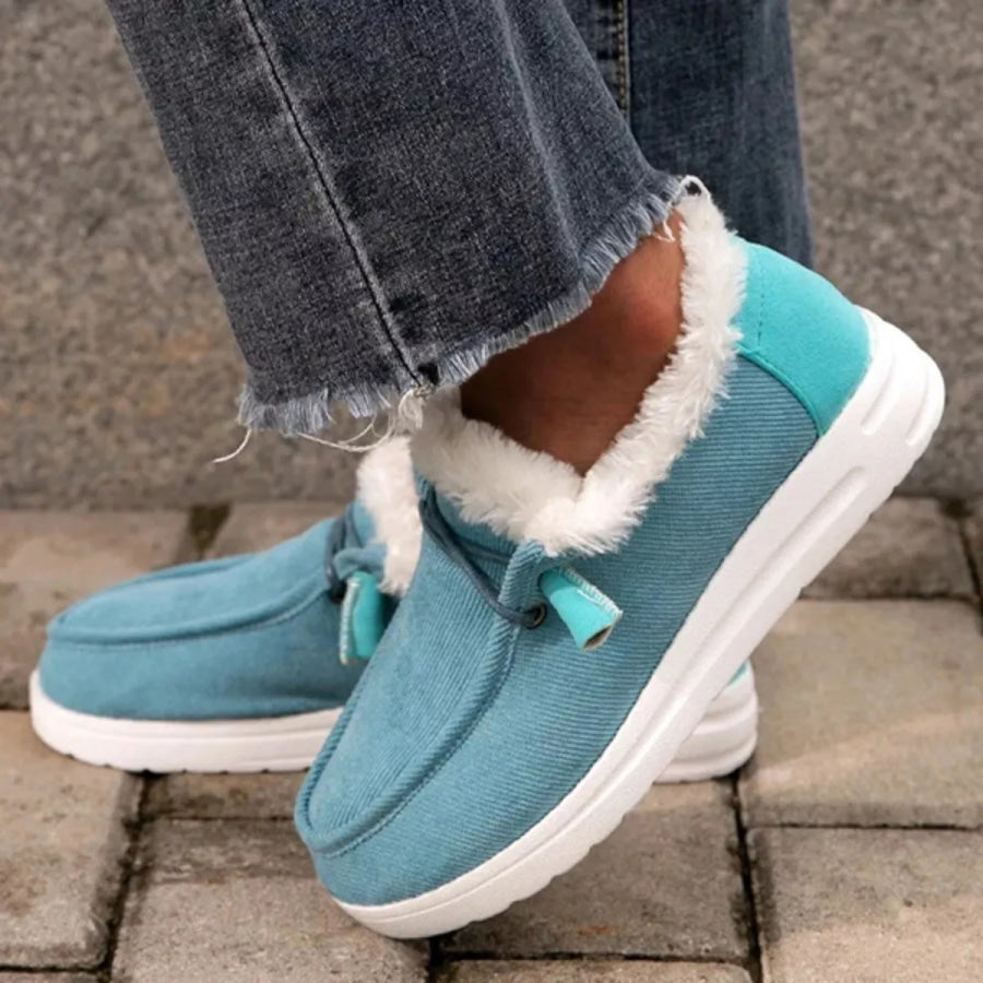 Fuzzy Lined Corduroy Slip-Ons Apparel and Accessories
