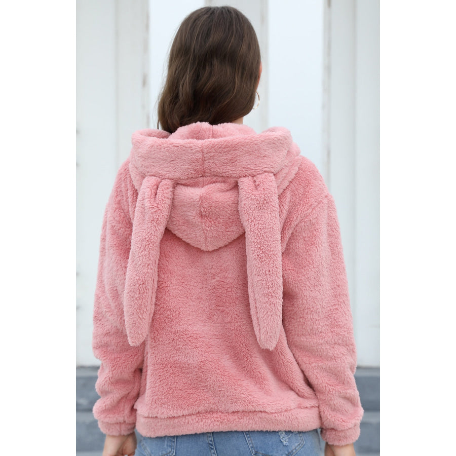 Fuzzy Long Sleeve Hoodie with Ears Apparel and Accessories