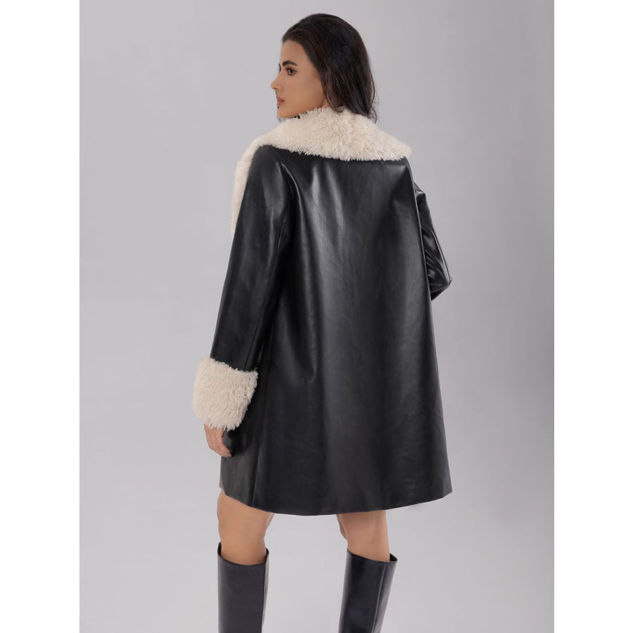 Fuzzy Long Sleeve Longline Coat Black / S Apparel and Accessories