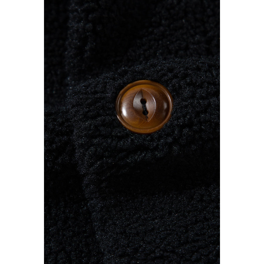 Fuzzy Mock Neck Button Up Vest Coat Apparel and Accessories