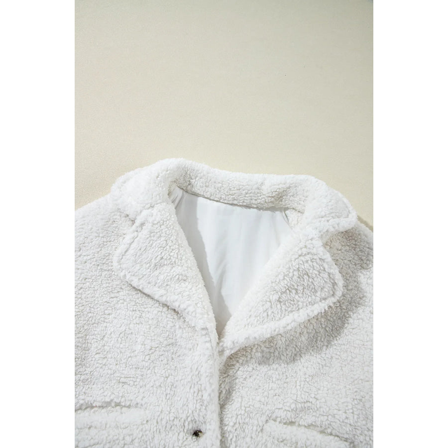 Fuzzy One Button Long Sleeve Jacket Apparel and Accessories