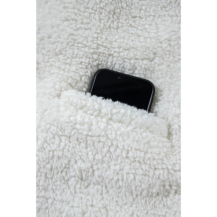 Fuzzy One Button Long Sleeve Jacket Apparel and Accessories