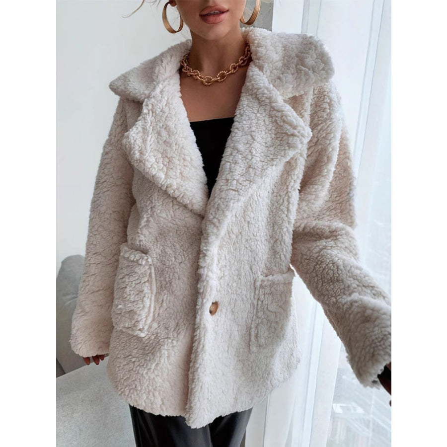 Fuzzy Open Front Long Sleeve Coat Apparel and Accessories