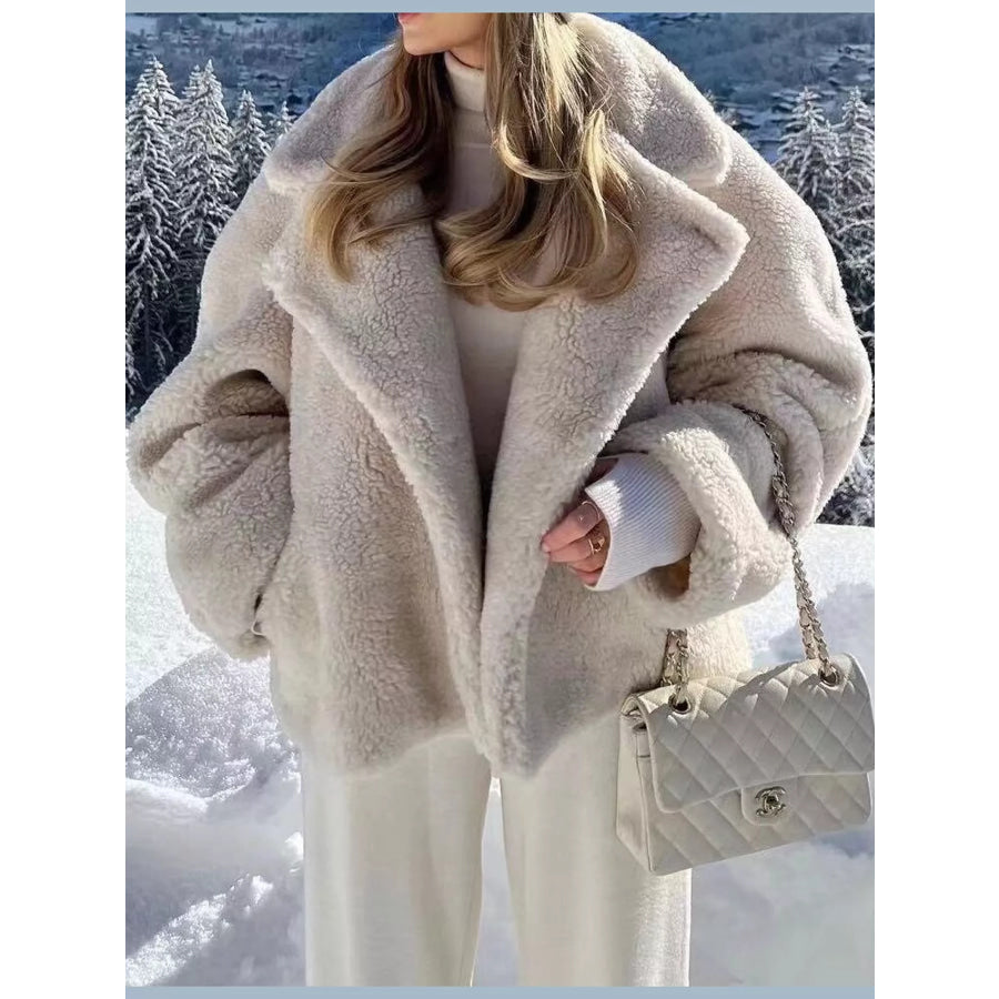 Fuzzy Open Front Outerwear Off-White / S Apparel and Accessories