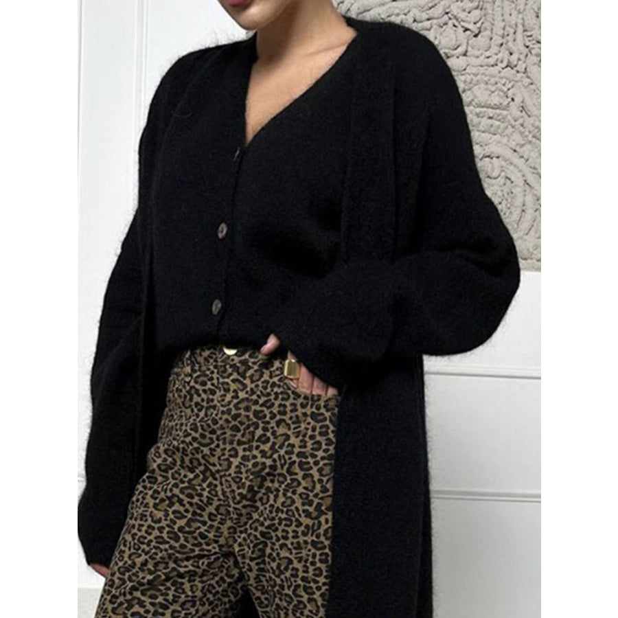 Fuzzy Open Front Solid Color Cardigan Apparel and Accessories