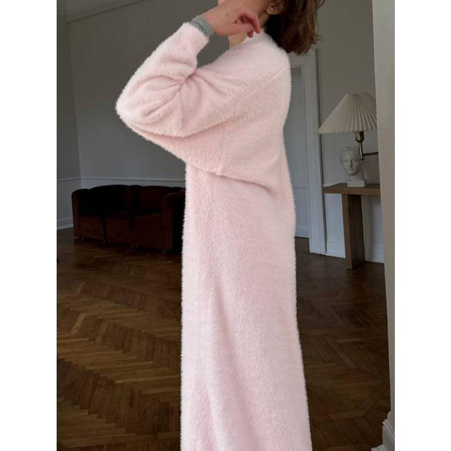 Fuzzy Open Front Solid Color Cardigan Apparel and Accessories