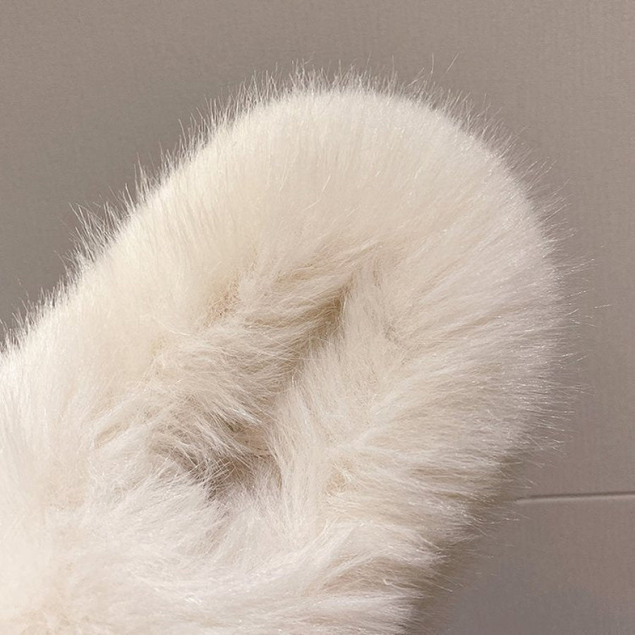 Fuzzy Open Toe Platform Slippers Apparel and Accessories