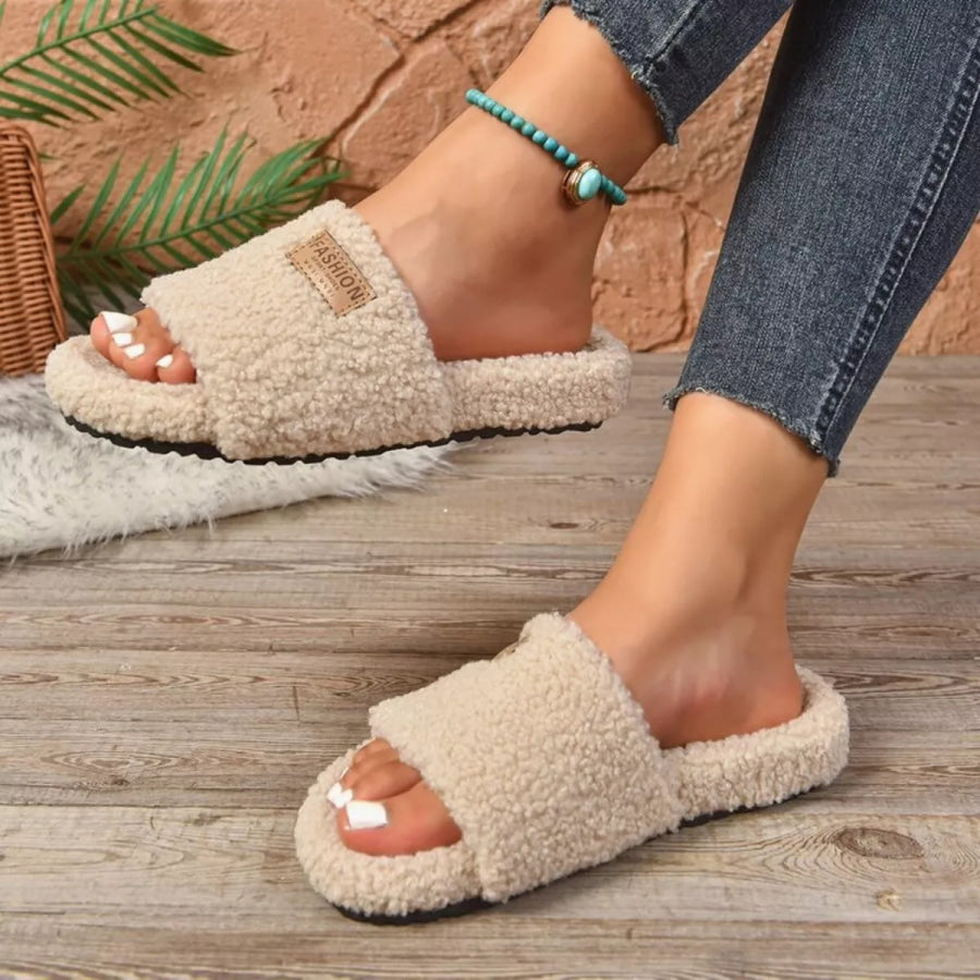 Fuzzy Open Toe Slippers Apparel and Accessories