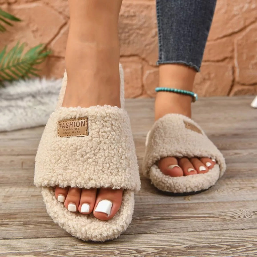 Fuzzy Open Toe Slippers Apparel and Accessories