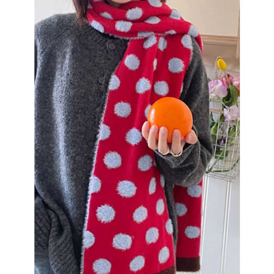 Fuzzy Polka Dot Scarf Blue / One Size Apparel and Accessories