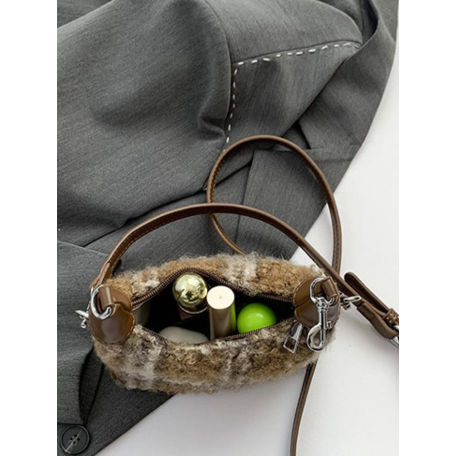 Fuzzy Polyester Mini Handbag with Zipper Apparel and Accessories