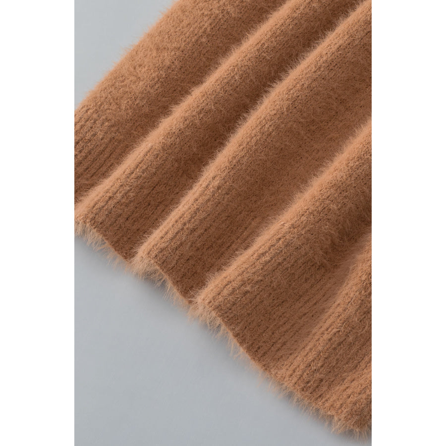 Fuzzy Round Neck Half Sleeve Sweater Apparel and Accessories