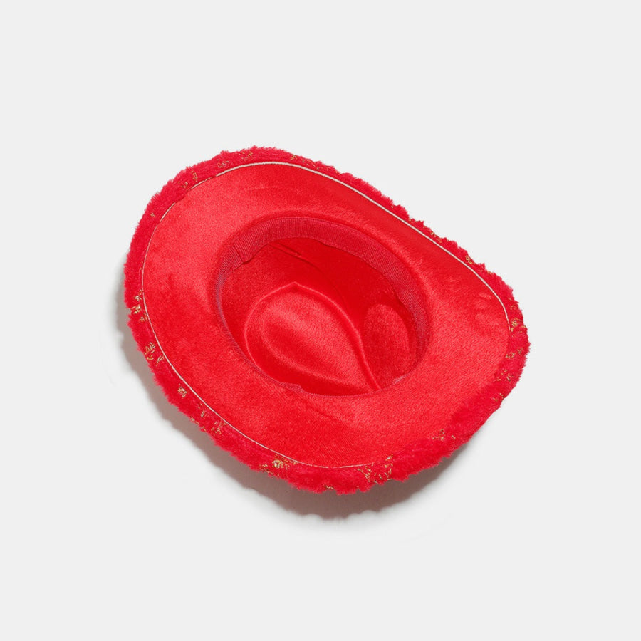 Fuzzy Snowflakes Polyester Hat Deep Red / One Size Apparel and Accessories