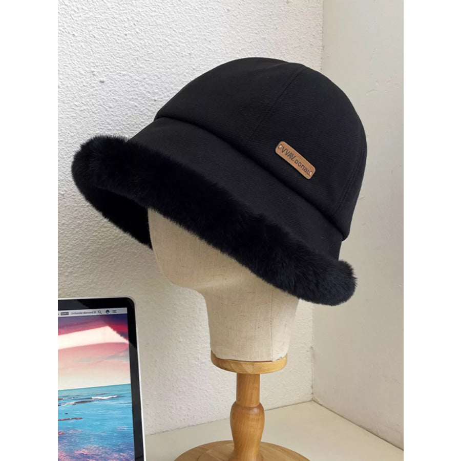 Fuzzy Trim Bucket Hat Black / One Size Apparel and Accessories