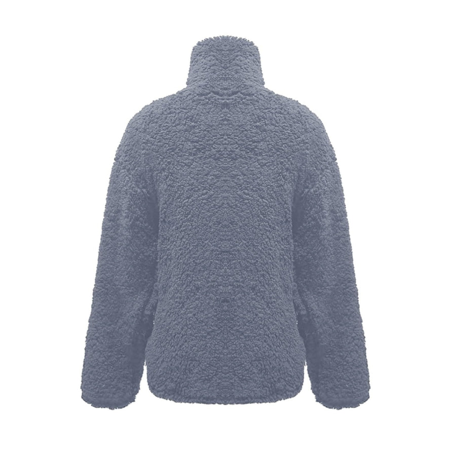 Fuzzy Turtleneck Long Sleeve Sweatshirt Apparel and Accessories