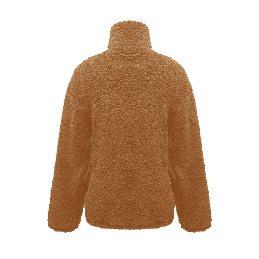 Fuzzy Turtleneck Long Sleeve Sweatshirt Caramel / S Apparel and Accessories